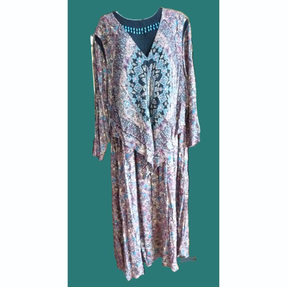 Vintage Carole Little Cottage Core German Rayon Layered Loose Cut Dress sz24 2X